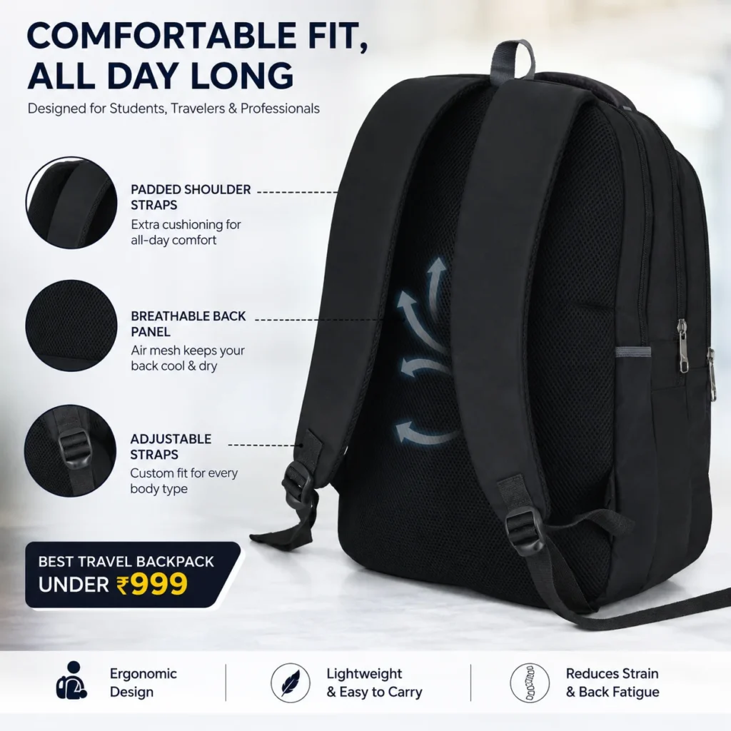 Black SKUGG backpack with wolf moon graphic design, featuring multiple zipper compartments and a sleek modern look for students and daily travel.