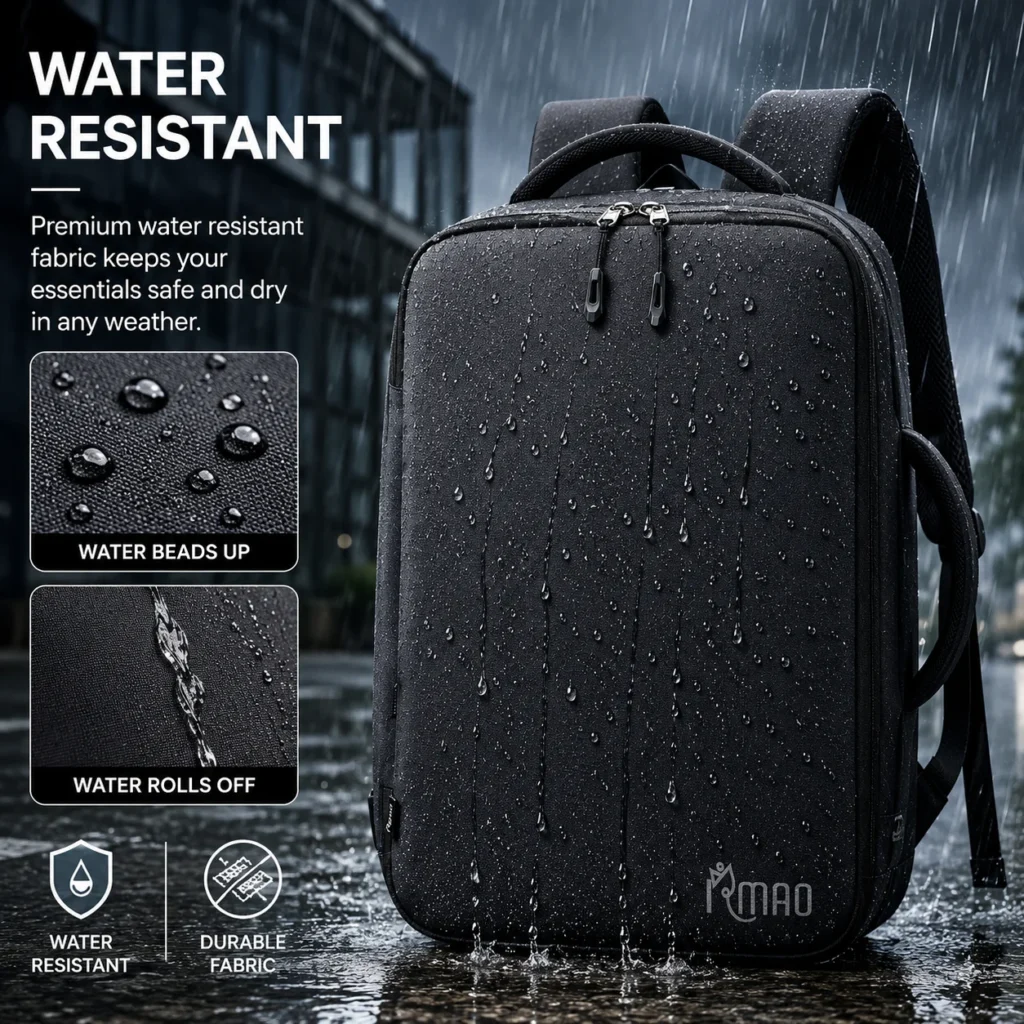 Water resistant backpack fabric protection test